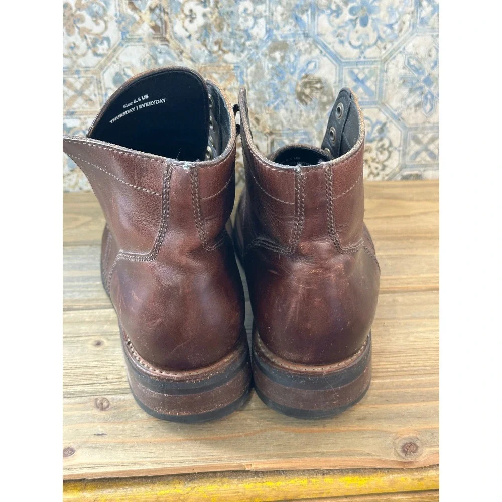Thursday Boot Co Captain Boots Shoes Cap Toe Mens 8.5 Brown Preppy Classy